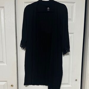 INC International Concepts Black Lace-Trim Kimono Robe